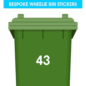 Wheelie Bin Number Stickers Custom Dustbin House Graphic Adhesive Decal - Set of 3