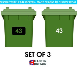 Modern Personalised Wheelie Bin Stickers, Vinyl Stickers for Bins, Wheelie Bin Labels, Personalised Bin Stickers Set of 3