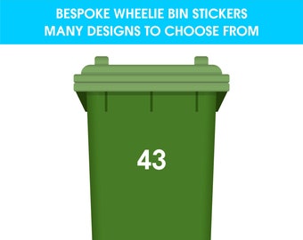 Wheelie Bin Number Stickers Custom Dustbin House Graphic Adhesive Decal - Set of 3