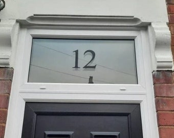 Anthracite Fanlight Door Number, Etched Glass House Number, Victorian Style Fanlight House Number, Traditional Front Door Number
