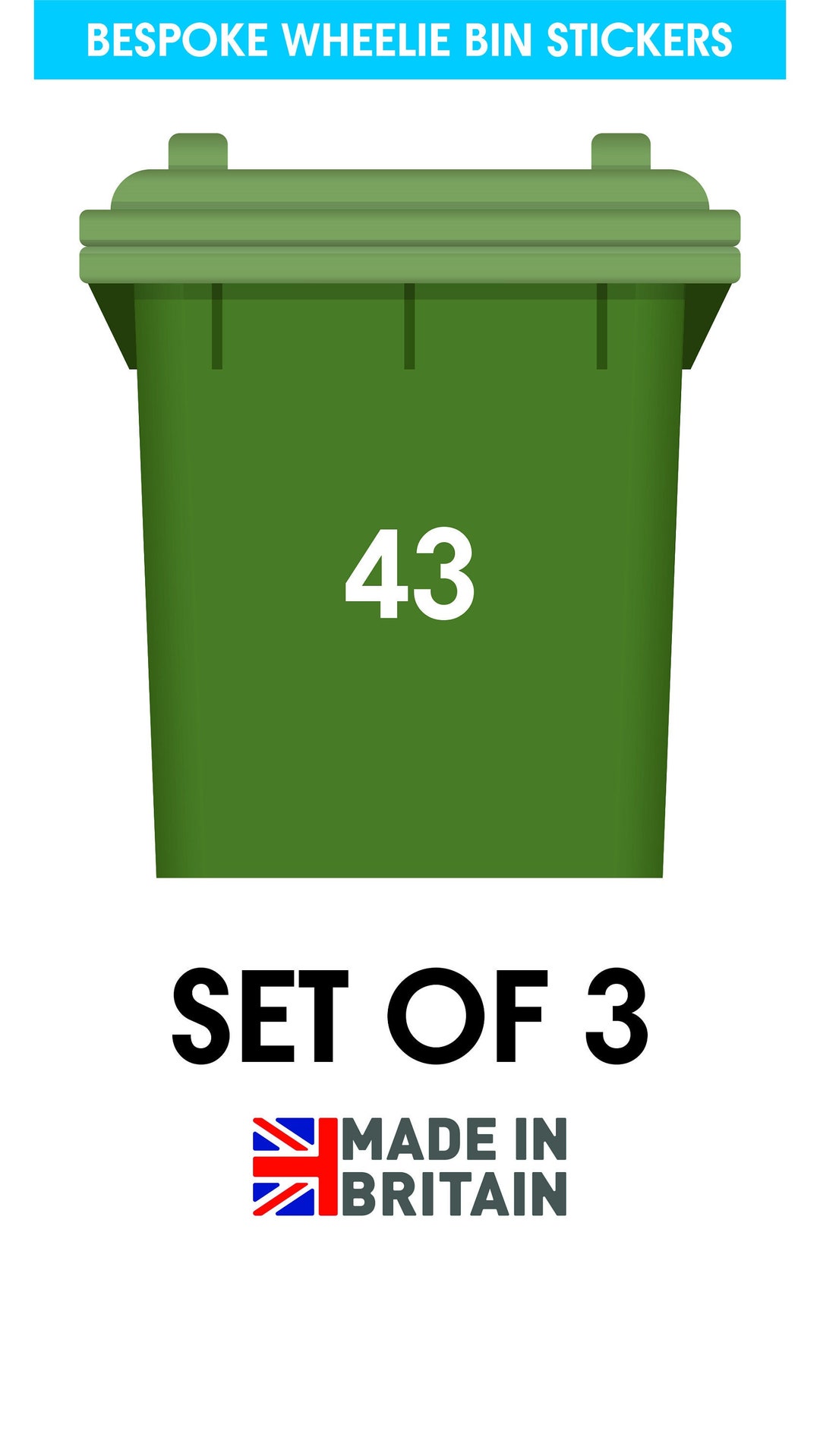 Wheelie Bin Number Stickers Custom Dustbin House Graphic Adhesive Decal