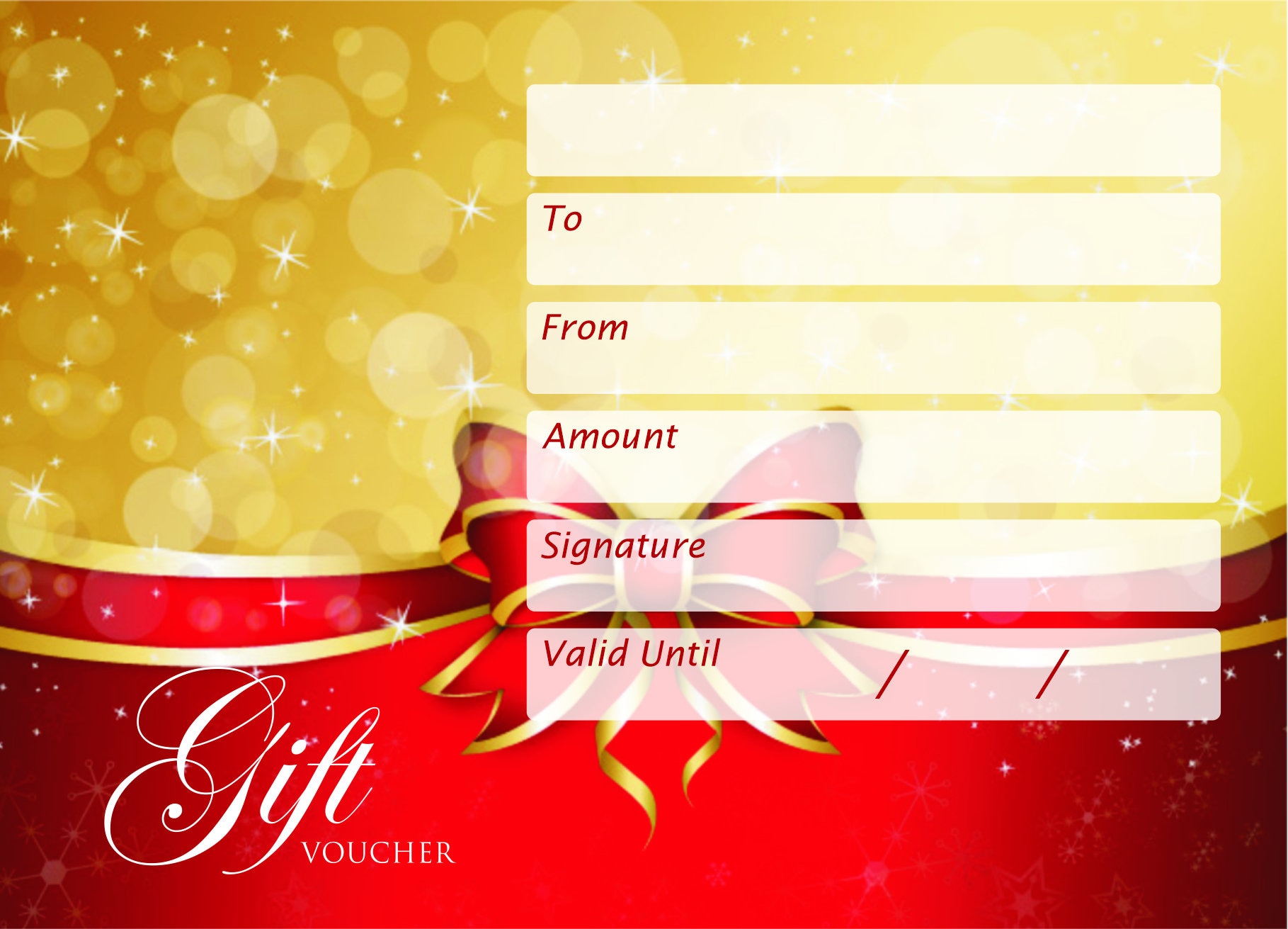 Xmas Christmas Blank Gift Vouchers for Beauty Businesses, Aesthetics