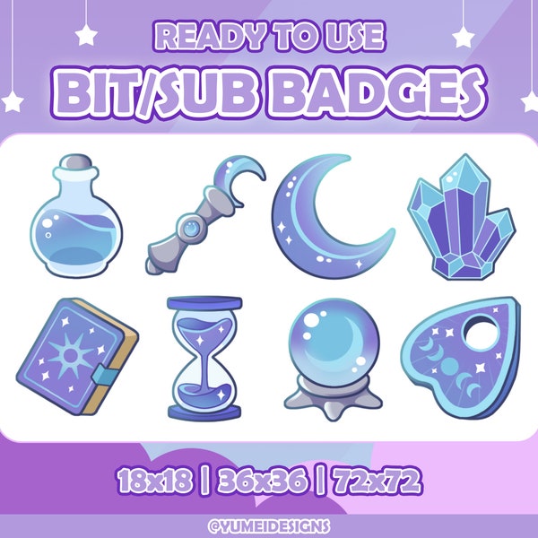 Twitch Witch Sub Badges | Twitch Celestial Sub Badges | Hexe Sub Badges | Magic Sub Badges | Cottagecore Sub Badges | Twitch Witch Emotes