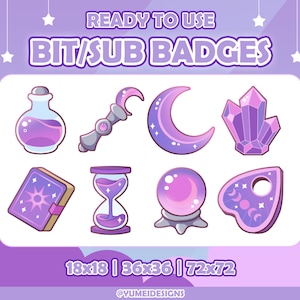 Twitch Witch Sub Badges | Twitch Celestial Sub Badges | Hexe Sub Badges | Magic Sub Badges | Cottagecore Sub Badges | Twitch Witch Emotes