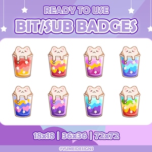 Cat Coffee Twitch Sub Badges | Stream Sub & Bit Badges | Cat Bit Badges | Cat Drink | Twitch Graphics | Cat Badges