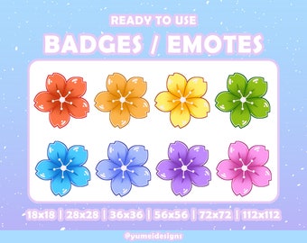 Fast FREE 8 Cherry Blossom Twitch Sub Badge | Süße Sakura Sub Buttons für Luftschlangen | Blumen Twitch Sub Badges | Flower Sub Badge