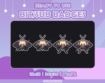 Moon Moth Sub Abzeichen | Mondmotte | Celestial Sub Abzeichen | Discord Buttons | Unter | Gebisse | Twitch Moth Sub Buttons | Kanal | Punkte