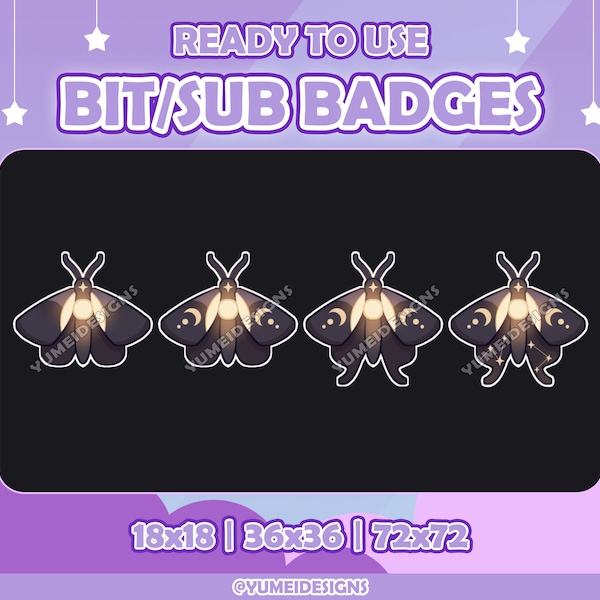 Moon Moth Sub Badges | Moon Moth | Celestial Sub Badges| Discord Badges | Sub | Bits | Twitch Moth Sub Badges | Channel | Points