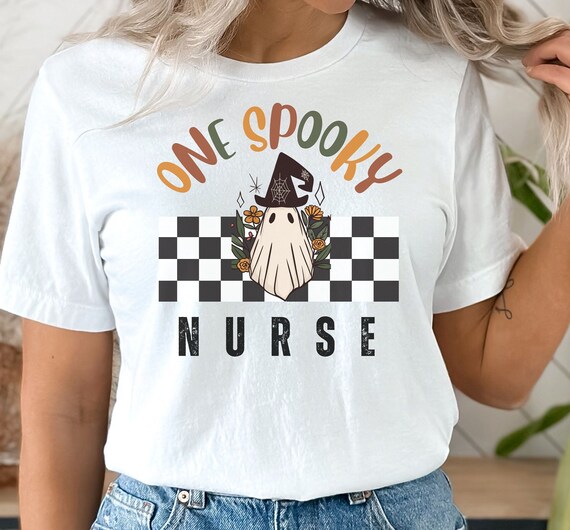 Spooky Nurse Ghost Graphic Tee, Halloween Women's T-Shirt