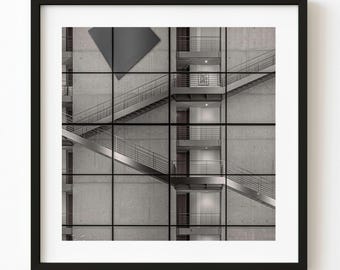Berlin Glass Staircase Black and White Architectural Photography