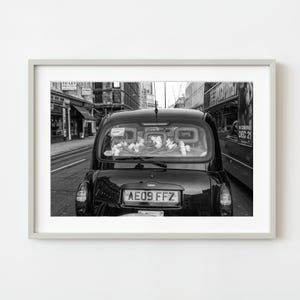 Back of an English car with white roses | Wall Art