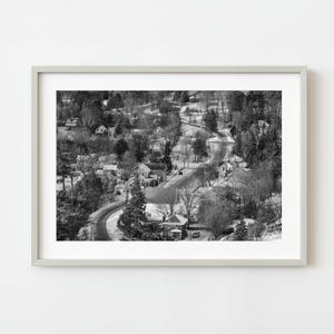 Winding winter road through Haliburton Village | Wall Art
