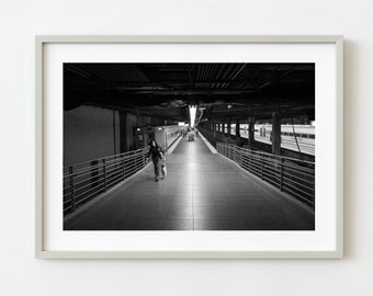 Woman walking up train station ramp New York | Photo Art Print