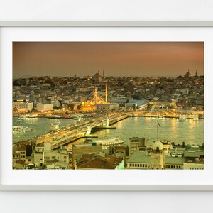 Instanbul Turkey Galata Bridge at sunset | Wall Art