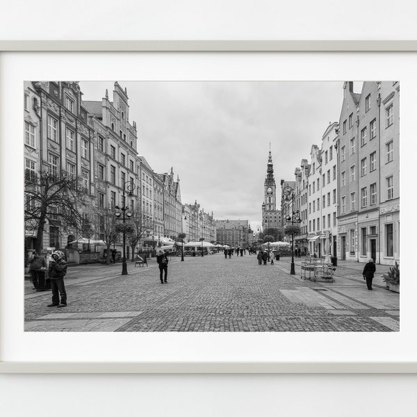 Gdansk Pologne Rue principale Dlugi en novembre | Impression d'art photo