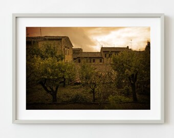 Old Tuscany Italy homes at dusk | Photo Art Print