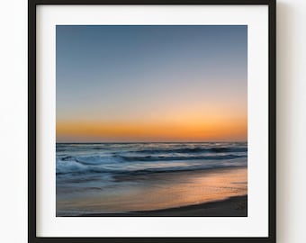 California Coastal Afterglow And Soft Waves Colour Seascape Photography
