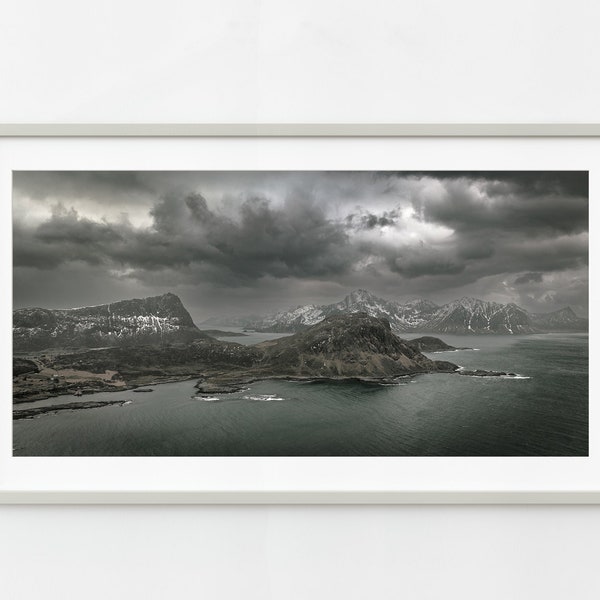 Storm clouds over Lofoten Norway coast | Photo Art Print