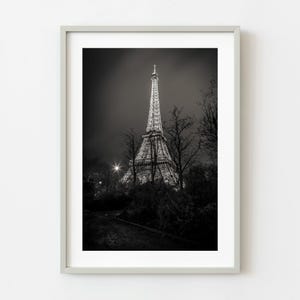 Moody Eiffel Tower at Night with trees | Wall Art