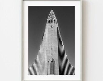 Hallgrimskirkja Church Facade Reykjavik Black And White | Limited Edition of 10