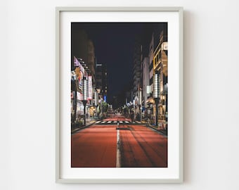 Japan Tokyo Asakusa Night Street Photography Urban Color City Scene Moody Street Wall Art | Limited Edition of 10