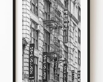 Midtown Manhattan Fire Escapes And Signs Black And White Photography