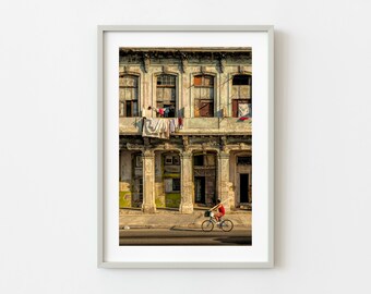 Rundown Havana Harbor front building Cuba | Photo Art Print