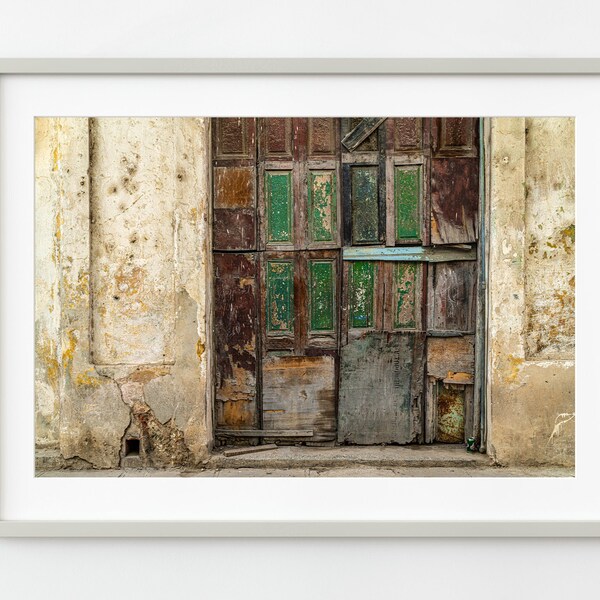 Old double garage doors in Old Havana Cuba | Photo Art Print