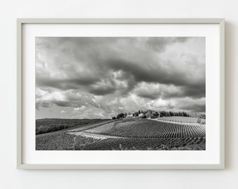 Storm clouds move in over Tuscan Vineyard | Photo Art Print