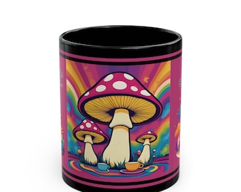 Psychedelic Mushroom Coffee Mug, Retro 70s Design