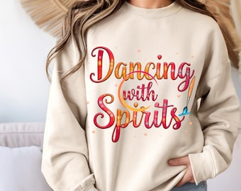 Dancing Spirits – Bright Colorful Text Design for T-Shirt, Halloween Digital PNG SVG 300DPI