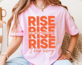 Digital Motivational Print: Retro Pink & Orange Rise - Streetwear Style