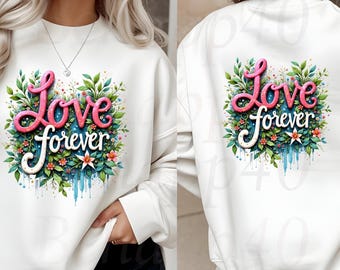 LOVE FOREVER – Whimsical Handcrafted Typography with Fairy Lights & Flowing Water Accents