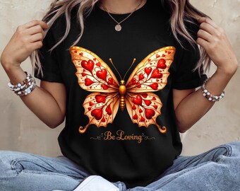 Red Heart Butterfly PNG SVG 300DPI Transparent – Be Loving Whimsical Love Illustration
