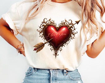 Arrow of Truth Print: Romantic Love Art (Digital Download, Red & Gold)