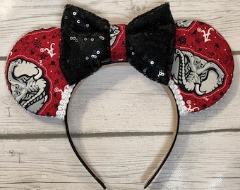 Alabama Crimson Tide Maus Ohren Stirnband | Schwarze Paillettenschleife, Spieltagzubehör