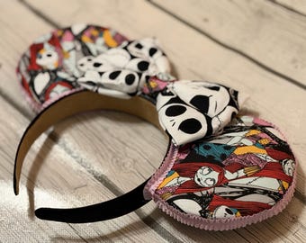 Alptraum vor Weihnachten Ohren | Jack Skellington & Sally Disney Stirnband | Handgemachte Halloween Park Ohren