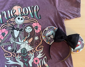 Alptraum vor Weihnachten Micky Ohren - Jack & Sally Glasmalerei, handgemachtes Halloween Stirnband