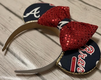 Atlanta Braves Baseball inspiriert | Spieltag der Maus Ohren | Rot & Navy