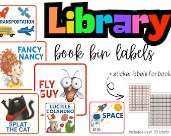 Etiketten für die Klassenzimmer Papierkorb mit Mini Etiketten für Bücher