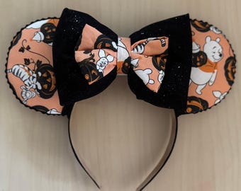 Disney Halloween-Ohren - Winnie Puuh & Tigger Micky Ohren mit Kürbissen, handgefertigtes Minnie Ohren Stirnband, nicht so beängstigend