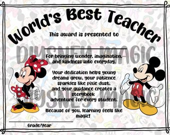 Disney Printable Teacher Award