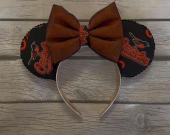 Baltimore Orioles Baseball inspiriert | Spieltag der Maus Ohren | Schwarz & Orange