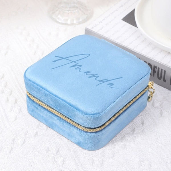 Engraved Jewelry Box, Velvet Name Jewelry Case, Mothers Day Gifts for Her, Mom Gifts, Minimalist Gift, Jewelry Travel Case, Jewelry Storage