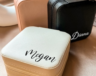Personalized Jewelry Box, Travel Jewelry Case, Custom Name Jewelry Organizer, Cute Mothers Day Gifts for Her, Minimalist Square Jewelry Box