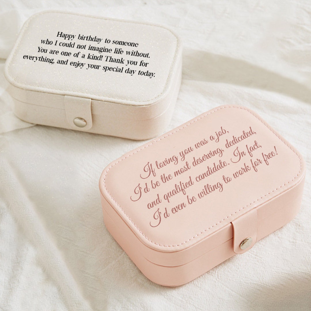 Custom Text Jewelry Boxes, Personalized Message Jewelry Storage