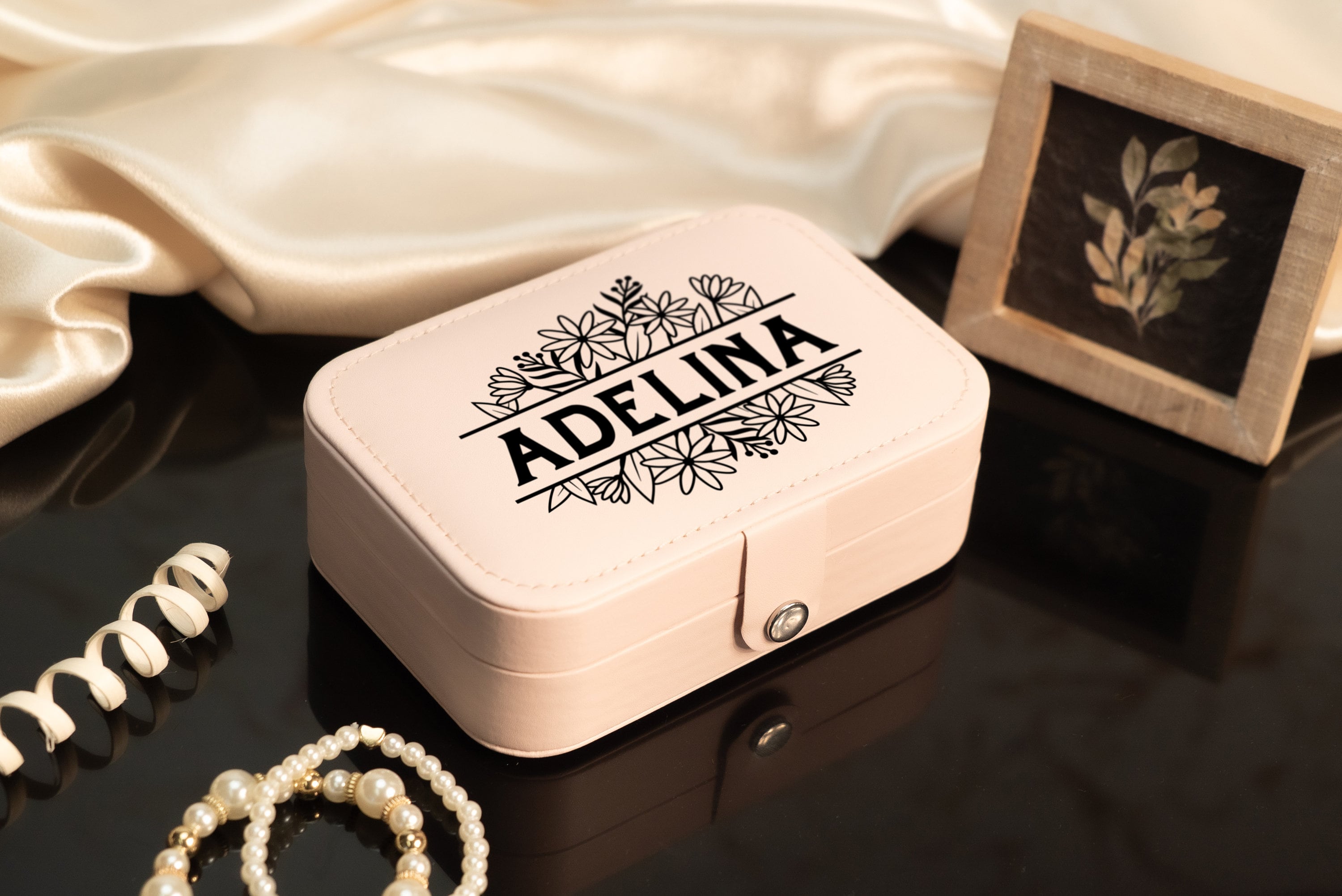 Floral Name Jewelry Box, Personalized Jewelry Organizer, Mothers Day ...