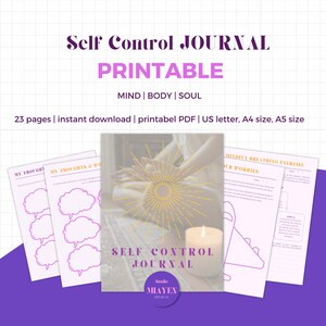 Diario imprimible de control de vida consciente, PDF, bienestar, autocontrol, salud mental, atención plena, amor propio curativo, seguimiento de hábitos, terapia
