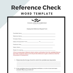 Reference Check HR Template Applicant Reference Check Form Candidate ...