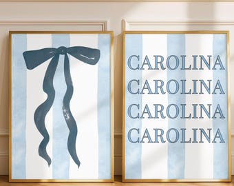 Decoración de dormitorio de los Tar Heels de la UNC: Impresión en acuarela (descarga digital)